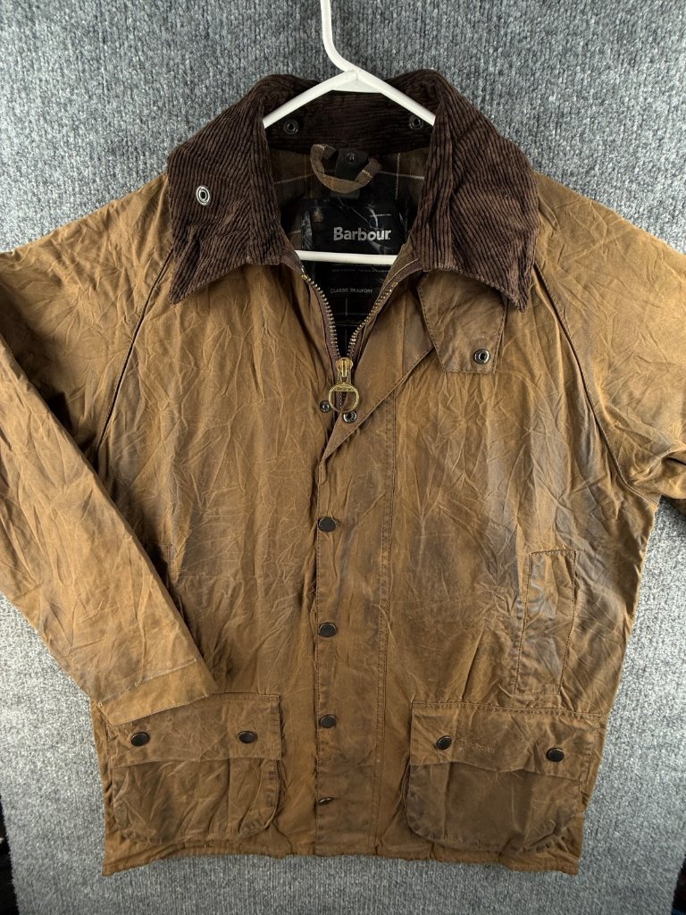 Barbour A830 Classic Beaufort Size C40 Brown Waxed Jacket Coat Men Full Zip